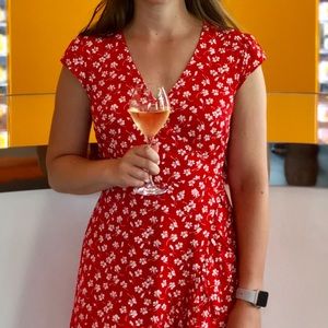 Jcrew Factory Faux Wrap Red Floral Dress 0